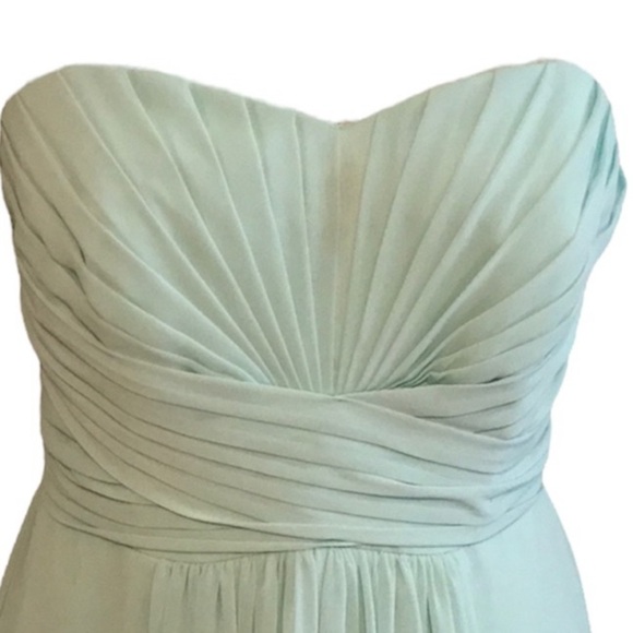 David's Bridal Mint Green Chiffon Strapless Sweetheart Bridesmaid Dress Long - Picture 6 of 6